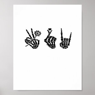 Peace And And Roll Skeleton Hands Classic Poster