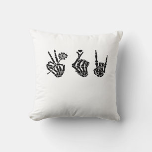 Peace And And Roll Skeleton Hands Classic Throw Pillow
