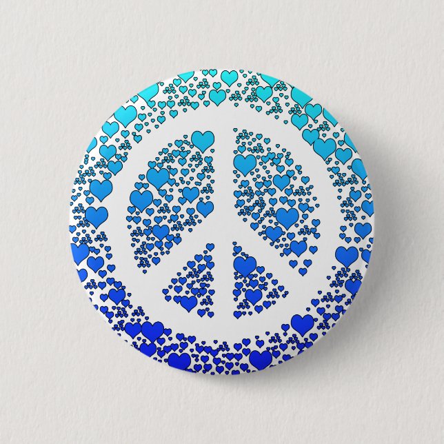 Peace and Hearts. 2 Inch Round Button (Front)