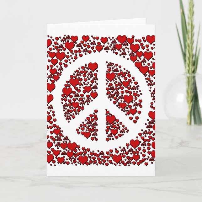 Peace and Hearts. Holiday Card (Front)