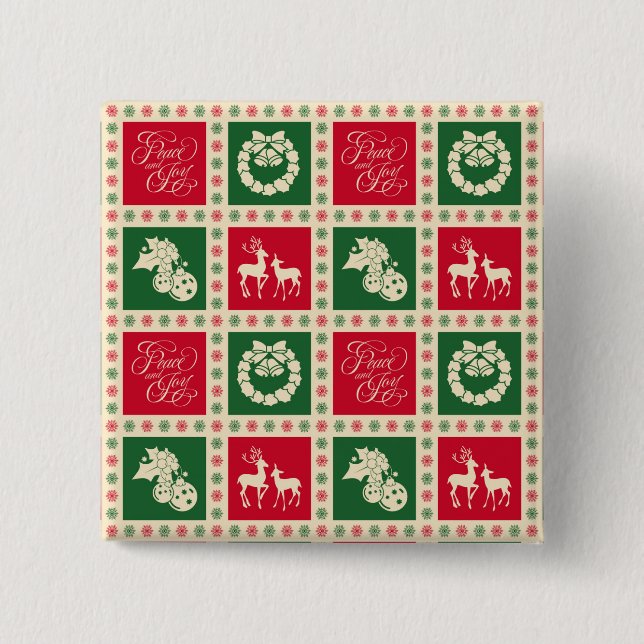 Peace and joy 2 inch square button (Front)