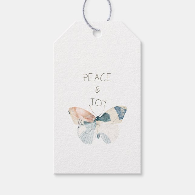 Peace and Joy Butterfly Gift Tags (Front)