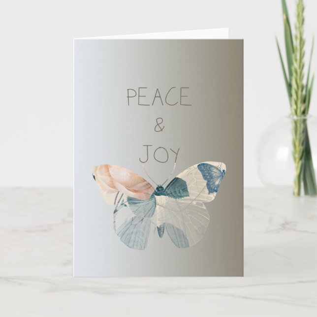 Peace and Joy Butterfly Holiday Card (Front)