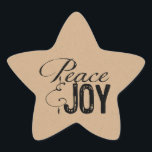 Peace and Joy Christmas Stickers<br><div class="desc">Christmas holiday stickers with a natural,  simple look,  features a tan kraft paper look background with black typography text that reads Peace & Joy! We have the same simplistic design on cards,  postage stamps,  and wraparound return address labels!</div>
