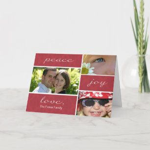 Peace and Joy Folded Holiday Card-red Card