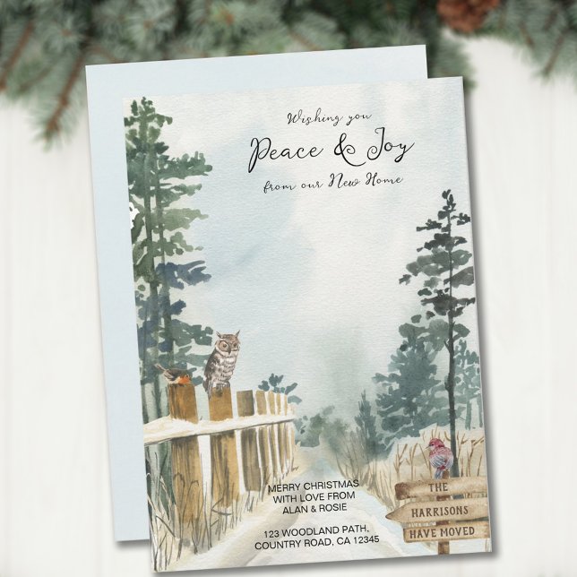 Peace and Joy from New Home Woodland Path Winter Announcement (Creator Uploaded)