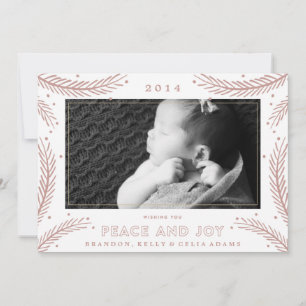 Peace and Joy Gold Feathers Christmas Holiday Card