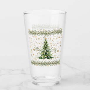 Peace And Joy Green Christmas Tree Glass