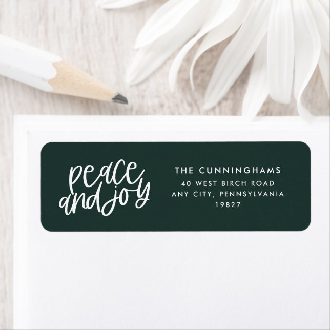 Peace and Joy Green Holiday Return Address Label (Insitu)
