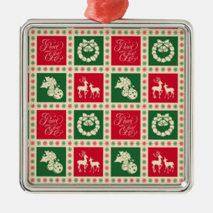 Peace and joy metal ornament