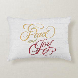 Peace and Joy On Whitewashed Wood  Accent Pillow