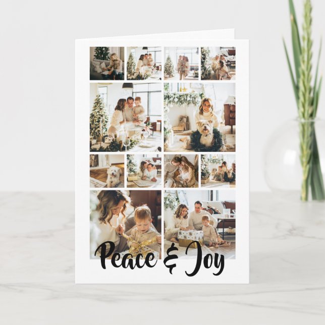 Peace and Joy Photo Christmas Personalized Holiday Card (Front)