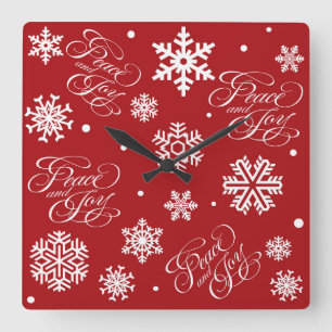 Peace and joy square wall clock
