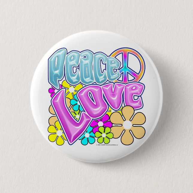 Peace And Love 2 Inch Round Button (Front)