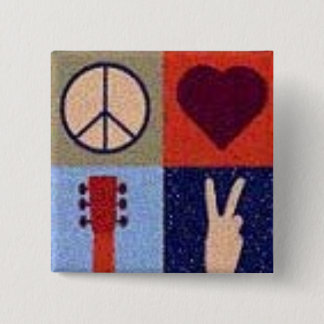Peace and love. 2 inch square button
