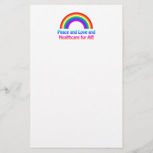 Peace and Love and Healthcare for All Rainbow Stationery