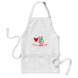 Peace and Love Apron   Heart and Peace Sign Graphi