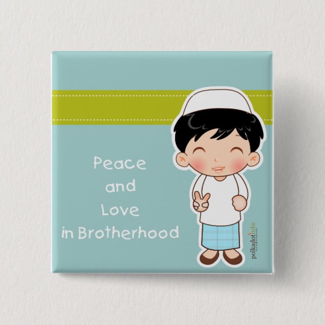Peace and Love Badge 2 Inch Square Button (Front)