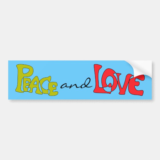 Peace and Love Bumper Sticker (Front)