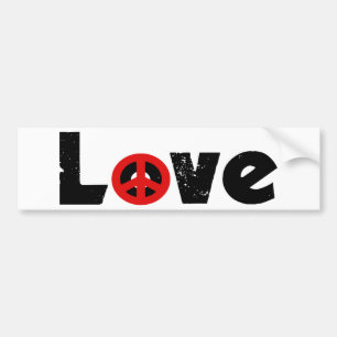 Peace and Love Bumper Sticker