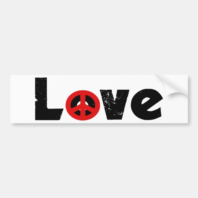Peace and Love Bumper Sticker (Front)