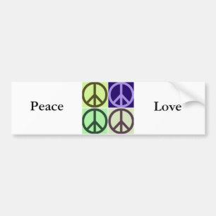 Peace and love bumper sticker