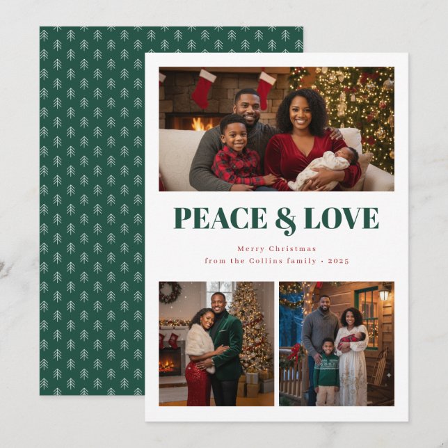 Peace and Love Christmas Photo Card (Front/Back)