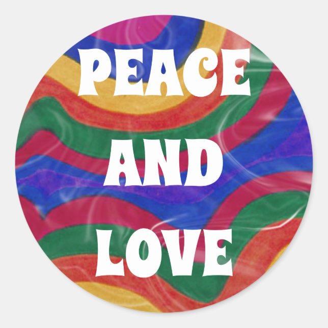 PEACE AND LOVE CLASSIC ROUND STICKER (Front)