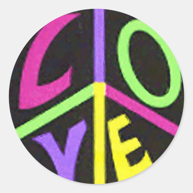 Peace and Love Classic Round Sticker (Front)