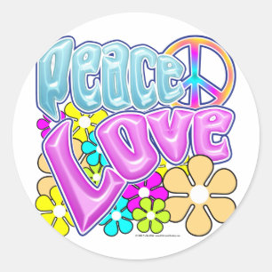 Peace And Love Classic Round Sticker