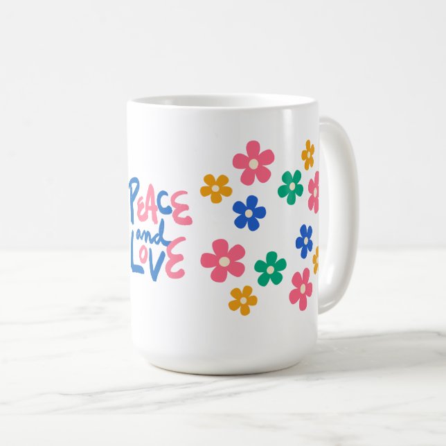 Peace and Love Floral Mug (Devant droit)