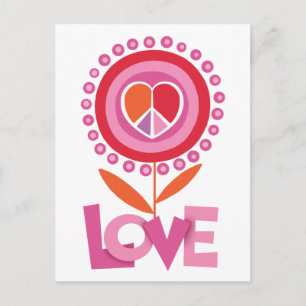 Peace and LOVE flower Postcard