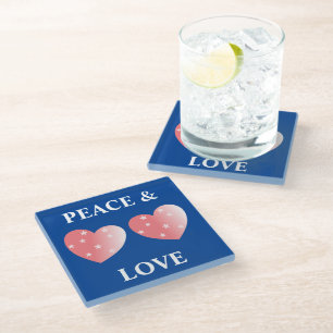 Peace And Love Glass Coaster