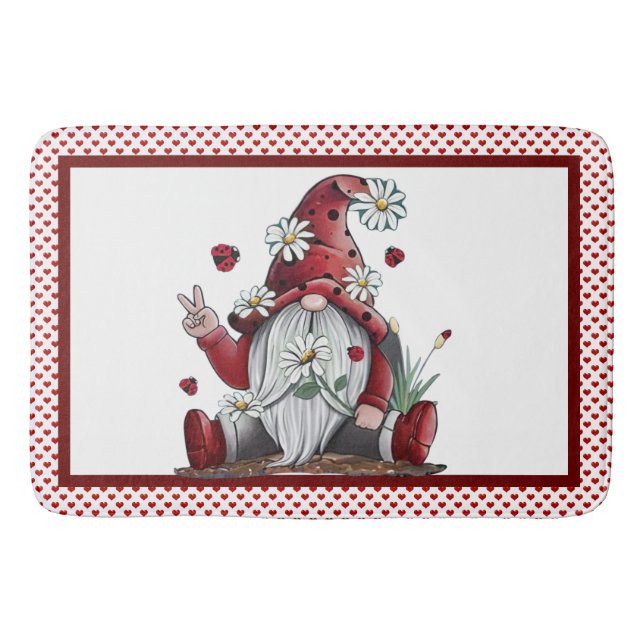Peace And Love Gnomes Bath Mat (Front)