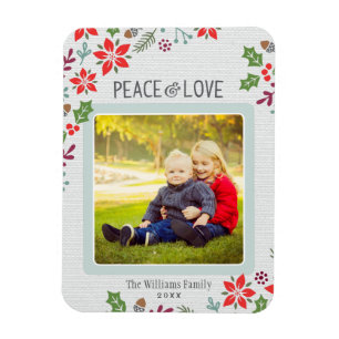 Peace and Love   Holiday Photo Magnet