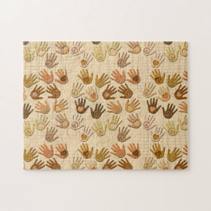 PEACE AND LOVE IN HANDS JIGSAW PUZZLE