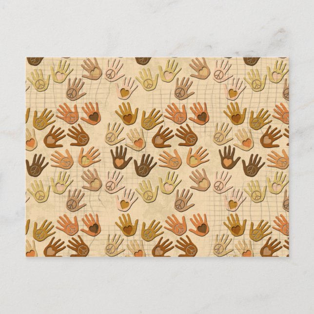 PEACE AND LOVE IN HANDS POSTCARD (Front)