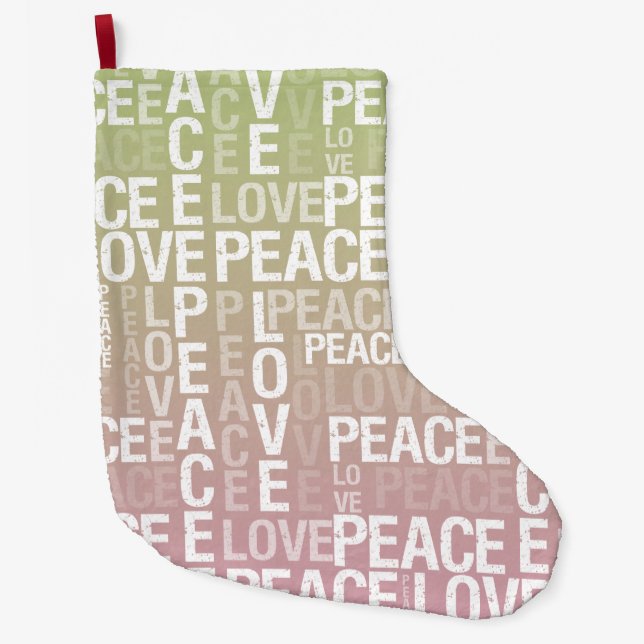 Peace and Love Large Christmas Stocking (Front)