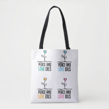 Peace and Love Oils All Over Print Tote Bag
