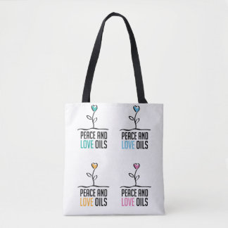 Peace and Love Oils All Over Print Tote Bag