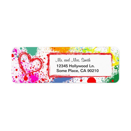Peace and Love Paint Splatter (customizable) Return Address Label