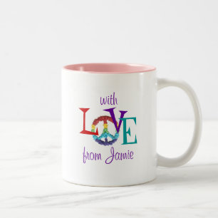 Peace and love personalized gift mug