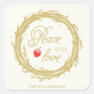 Peace and Love Personalized Holiday Stickers