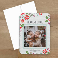 Peace and Love Poinsettia Floral Linen Photo