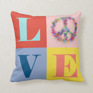 Peace and Love | Pop | Modern Throw Pillow