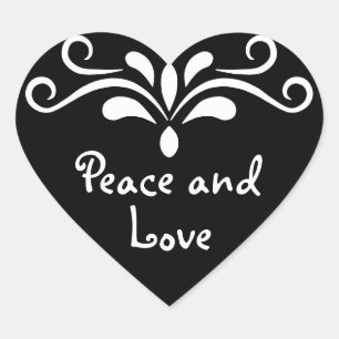 Peace and Love positive black heart cute custom Sticker