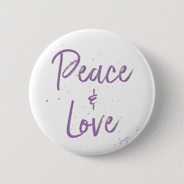 PEACE-and-Love-Purple 2 Inch Round Button (Front)