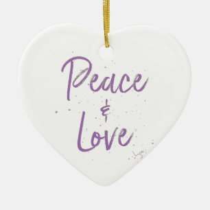 PEACE-and-Love-Purple Ceramic Ornament