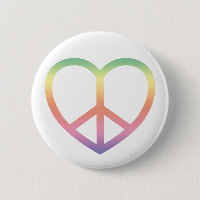 Peace and Love Rainbow Heart Button (Front)