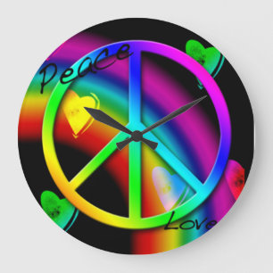Peace and Love Rainbow Wall Clock